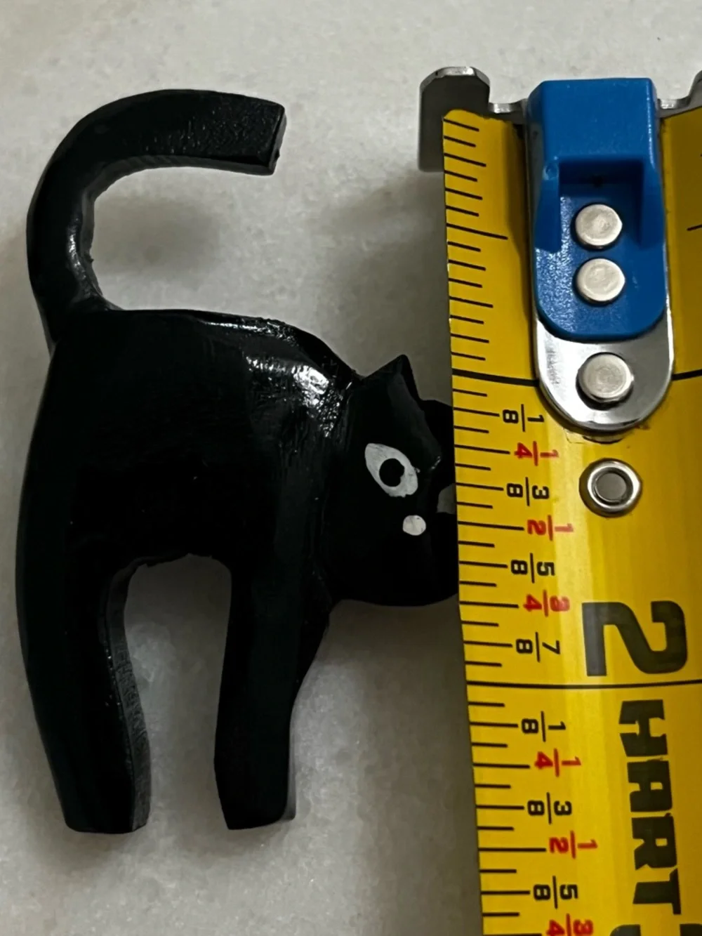 Vintage 1980’s Wooden Hand Painted Black Cat Brooch Pin